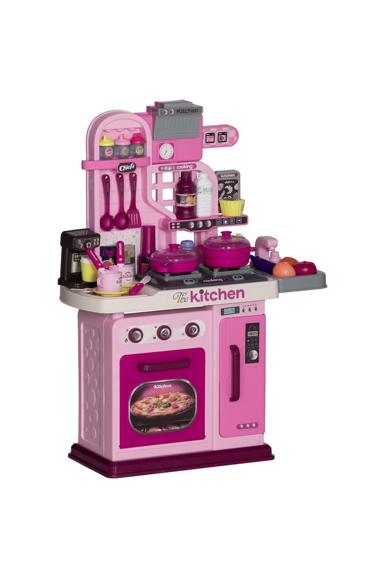 Kids Play Kitchen, Lights, Sounds, 33 Accessories, Storage, Main, color, Pink