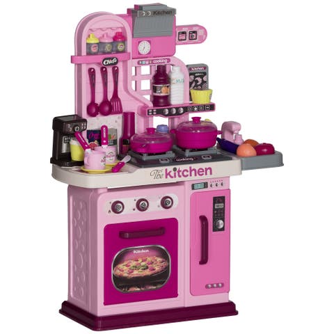 Kids Play Kitchen, Lights, Sounds, 33 Accessories, Storage