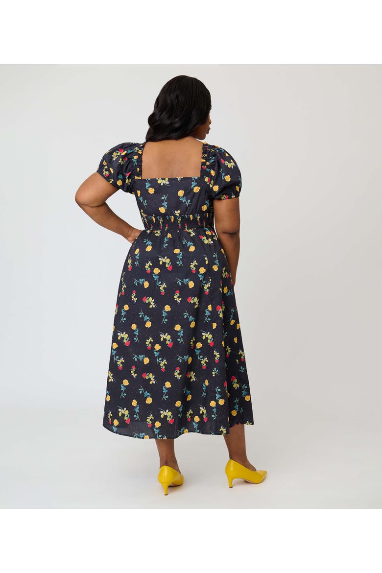 Plus Size Sweetheart Midi Dress, Alternate, color, Black Floral Print