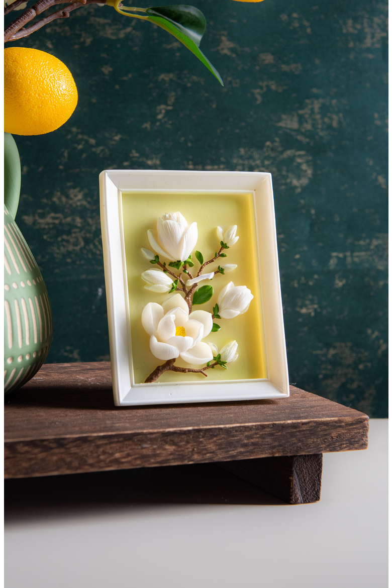 Framed Magnolia Bloom Candle, Alternate, color, Magnolia Bloom