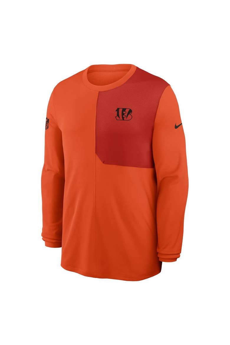 Men's Nike Orange Cincinnati Bengals Sideline Coach UV Performance Long Sleeve T-Shirt, Alternate, color, Orange