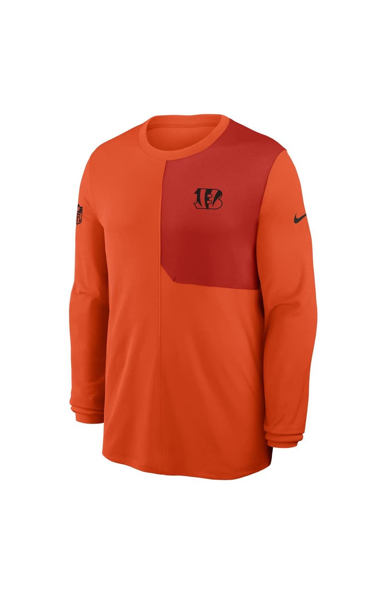 Nike Men's Nike Orange Cincinnati Bengals Sideline Coach UV Performance Long Sleeve T-Shirt, Alternate, color, Orange