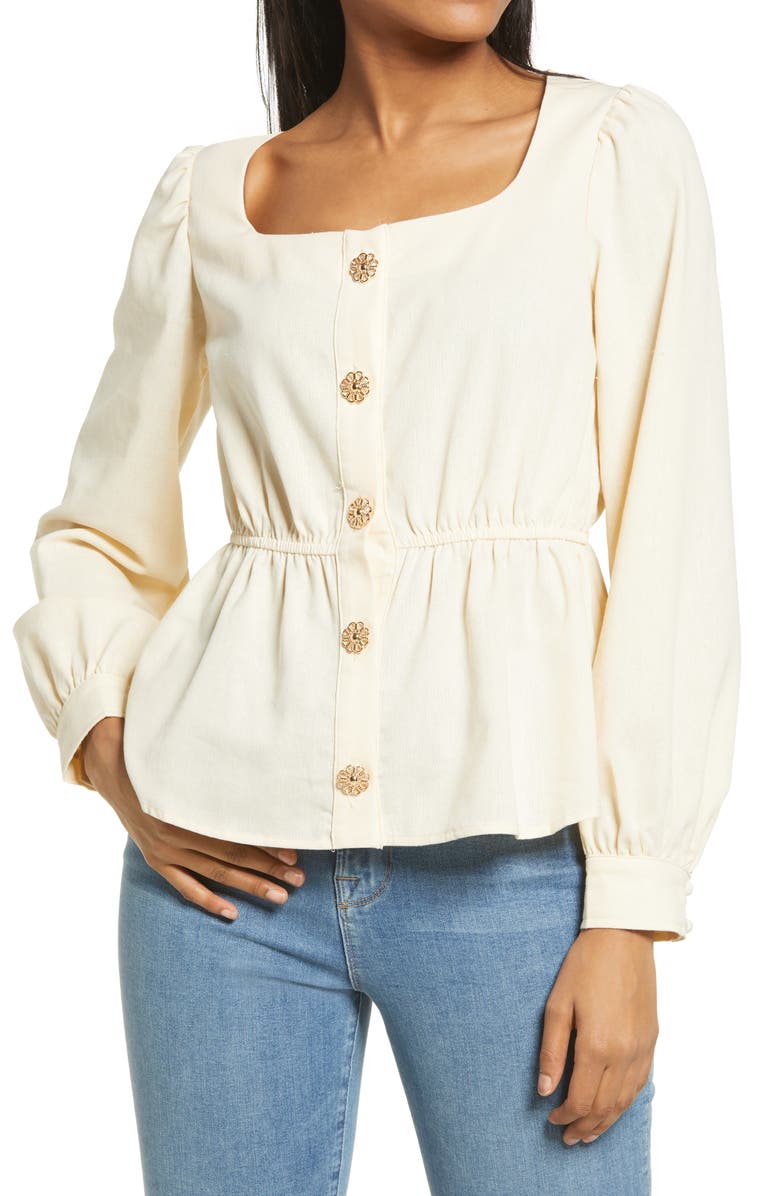 KENDALL + KYLIE Button Front Top, Main, color,