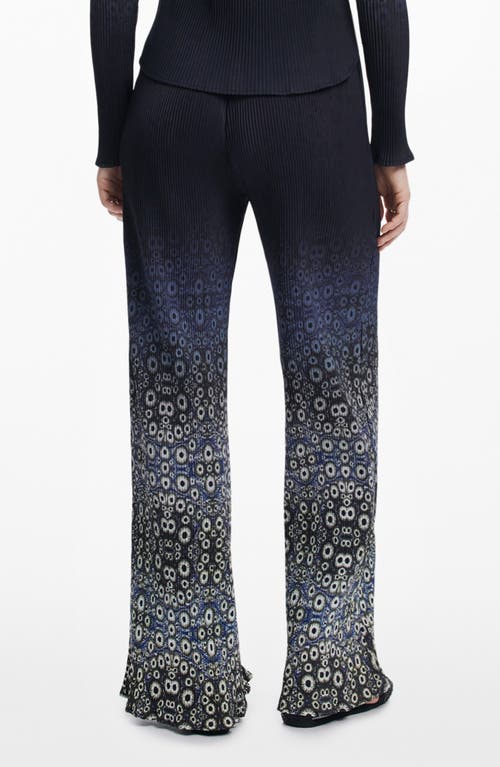 Desigual Flare Leg Pull-on Pants In Navy Blue