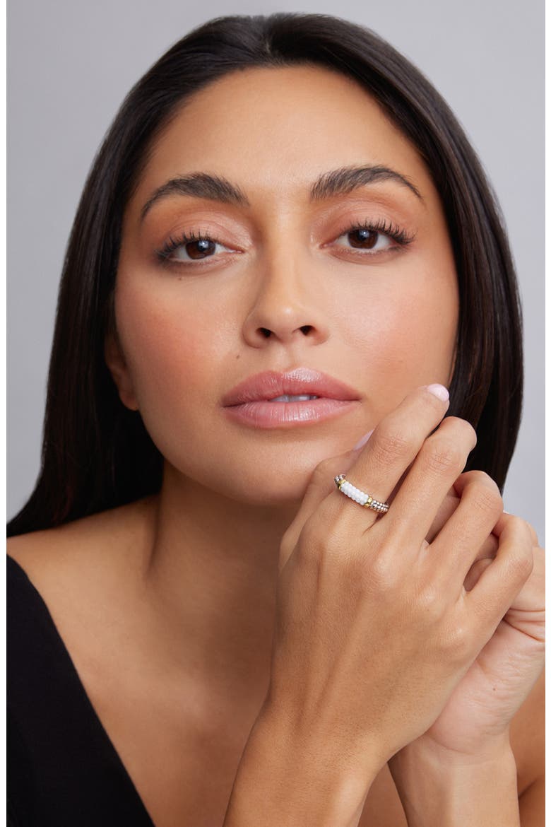 'Caviar' Stacking Ring, Alternate, color, WHITE/ GOLD