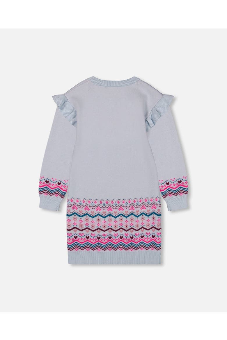 Girl's Intarsia Knit Dress Light Blue, Alternate, color, Sterling Blue