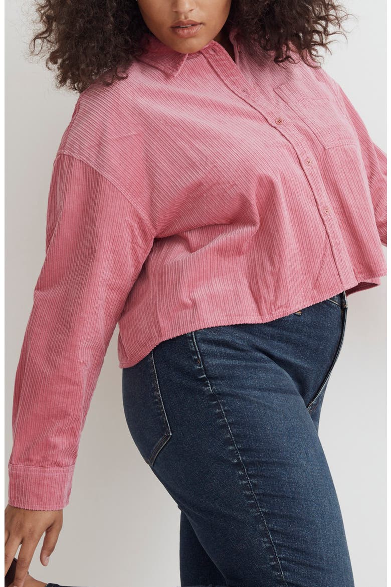 Variegated Corduroy Button-Up Shirt, Alternate, color, NOUVEAU PINK
