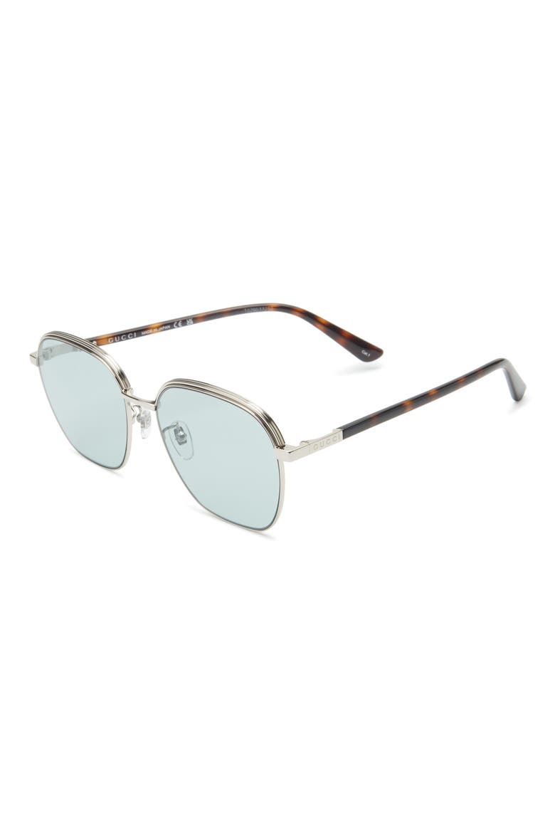 58mm Square Sunglasses, Alternate, color, SILVER SILVER BLUE