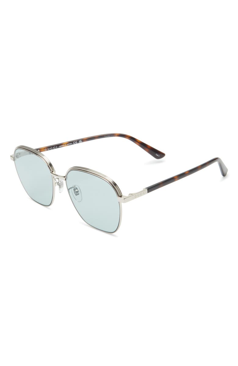 Gucci 58mm Square Sunglasses, Alternate, color, Silver Silver Blue