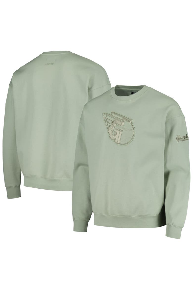 Men's Pro Standard Green Cleveland Guardians Neutral Drop Shoulder Pullover Sweatshirt, Main, color, Green