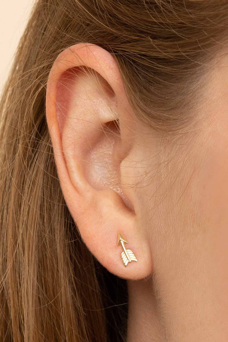 14K Yellow Gold Cupid Studs, Alternate, color, Yellow Gold