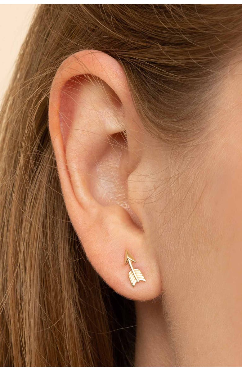 Oradina 14K Yellow Gold Cupid Studs, Alternate, color, Yellow Gold