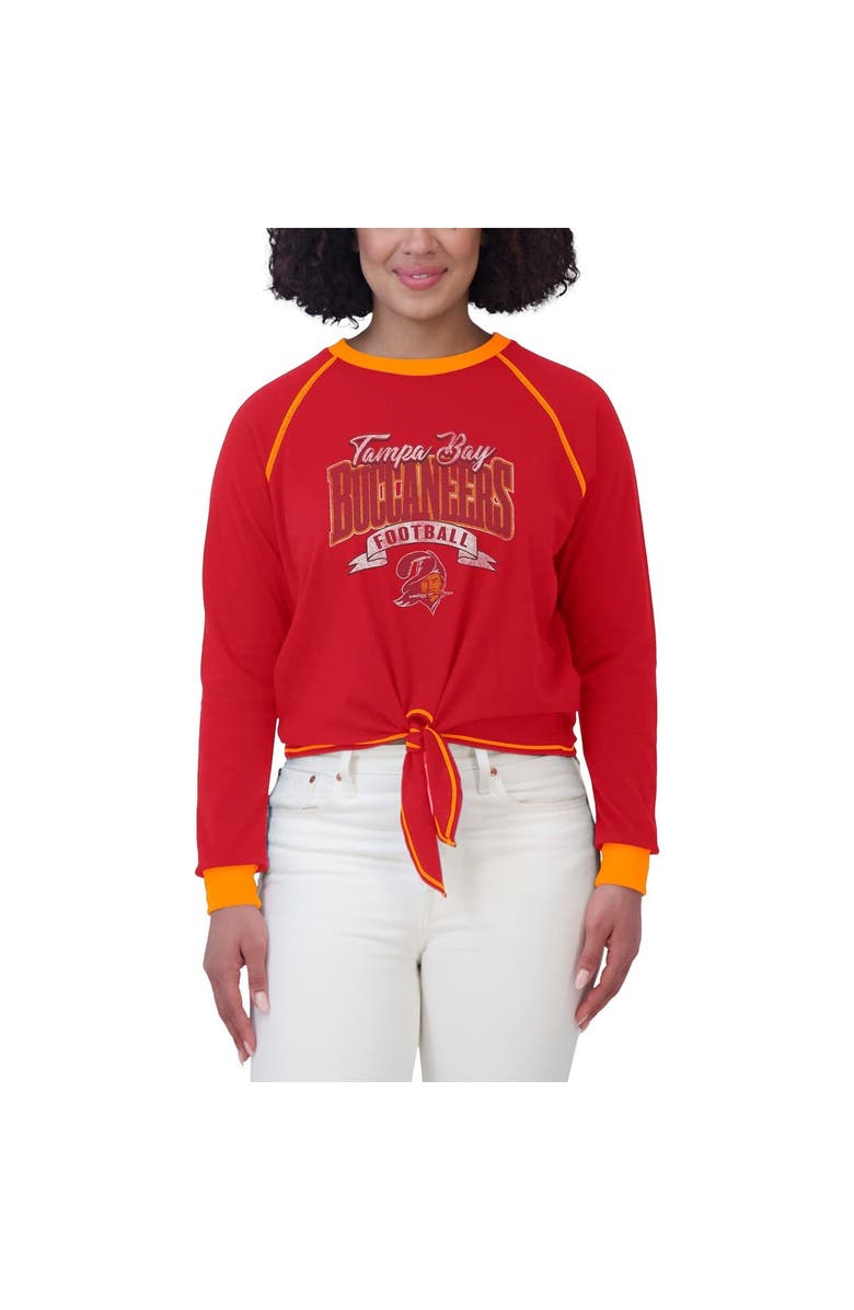 WEAR by Erin Andrews Women's WEAR by Erin Andrews Red/Orange Tampa Bay Buccaneers Tie-Front Long Sleeve Top, Alternate, color, Red