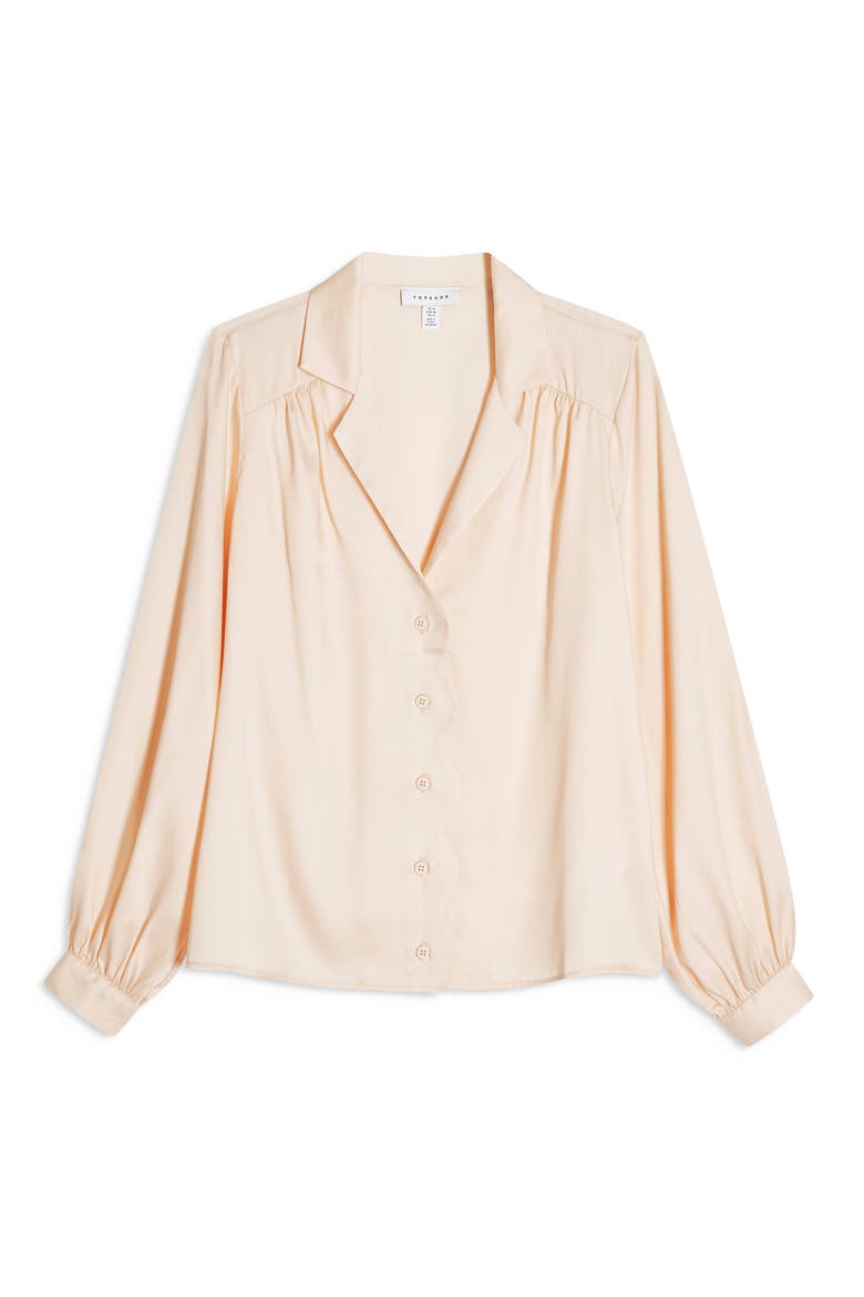 Scallop Satin Blouse, Alternate, color, BLUSH