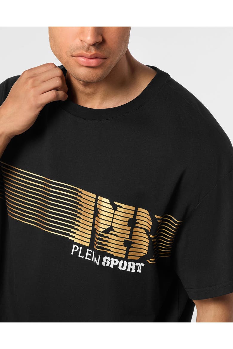 T-Shirt Round Neck Ss Logo Men, Alternate, color, black/lightgold