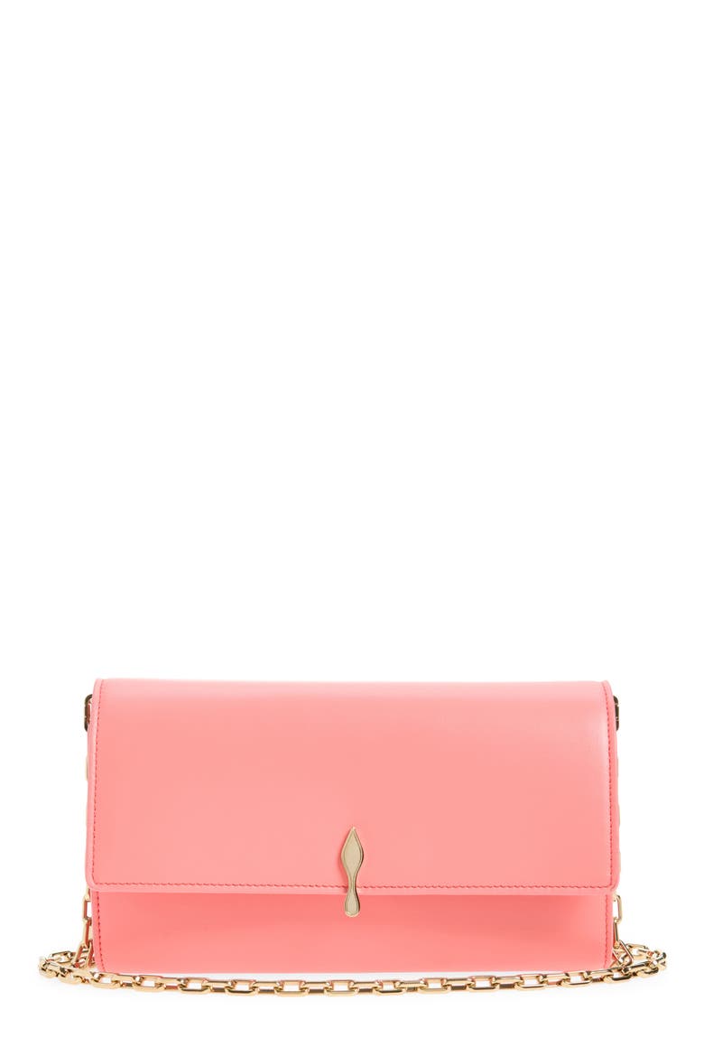 Bettina Leather Wallet on a Chain, Main, color, 9147 GRAPEFRUIT/ GOLD