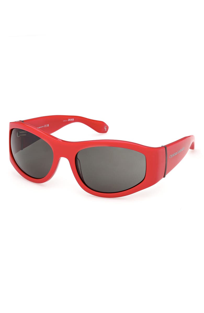 Christian Louboutin 60mm Oval Sunglasses, Alternate, color, Red / Zeiss Smoke Lens