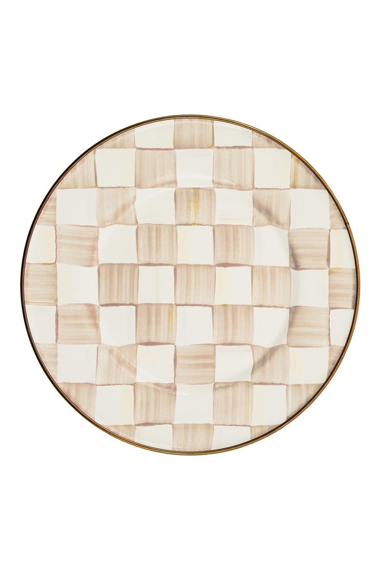 Mocha Check Salad Plate, Main, color, MOCHA