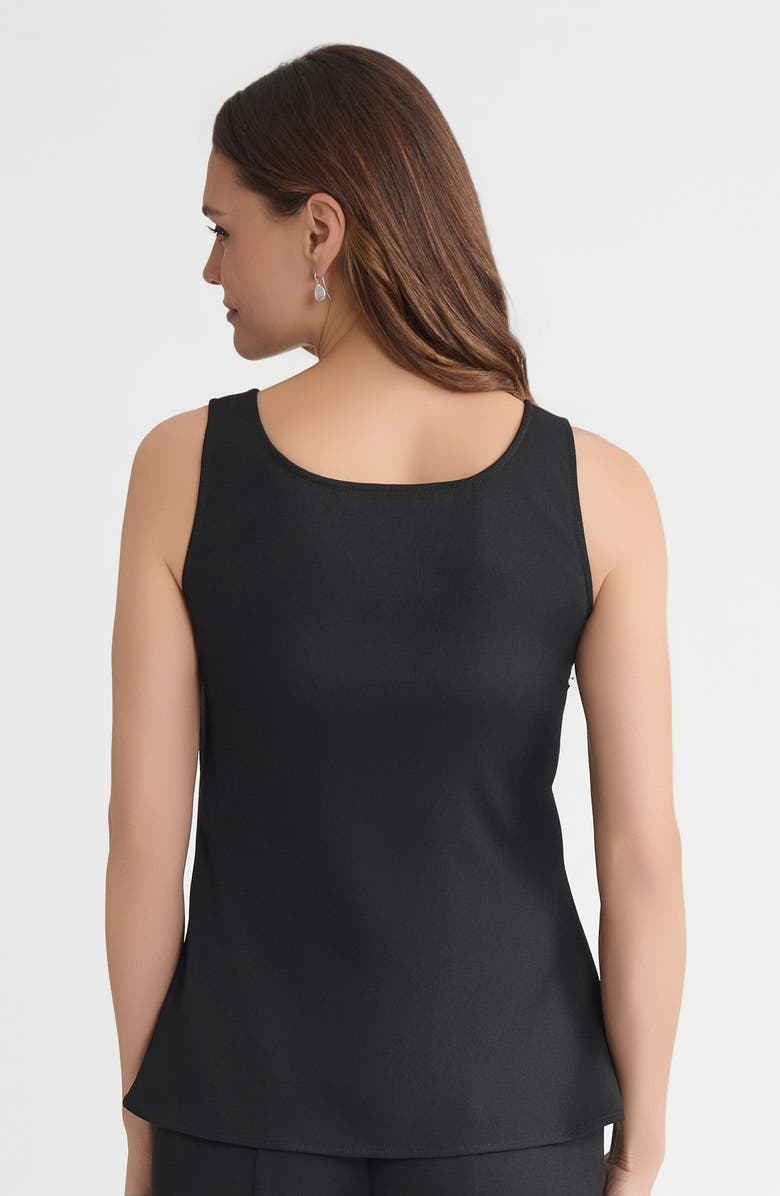 Ming Wang Stretch Deco Crepe Scoop Neck Tank, Alternate, color, Black