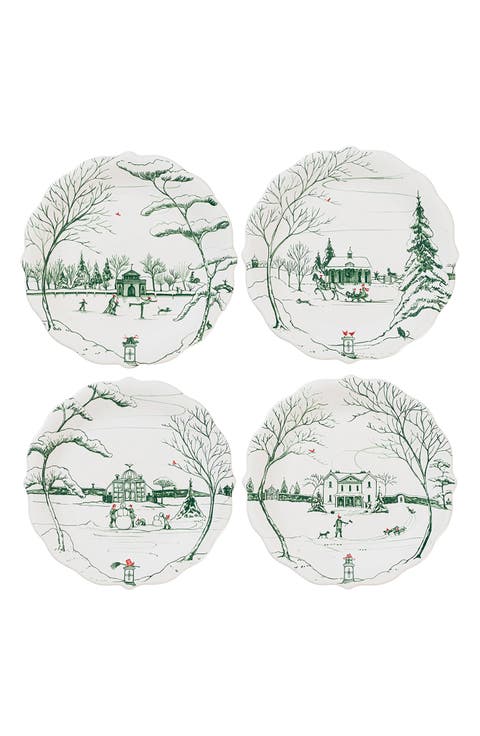 Country Estate Winter Frolic Set of 4 Party Plates