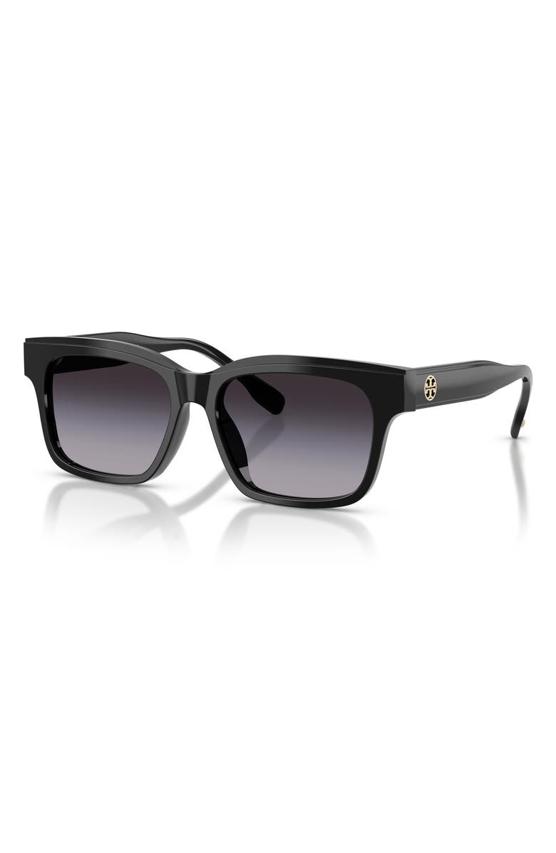 Tory Burch 55mm Rectangular Sunglasses, Alternate, color, Black / Grey Gradient