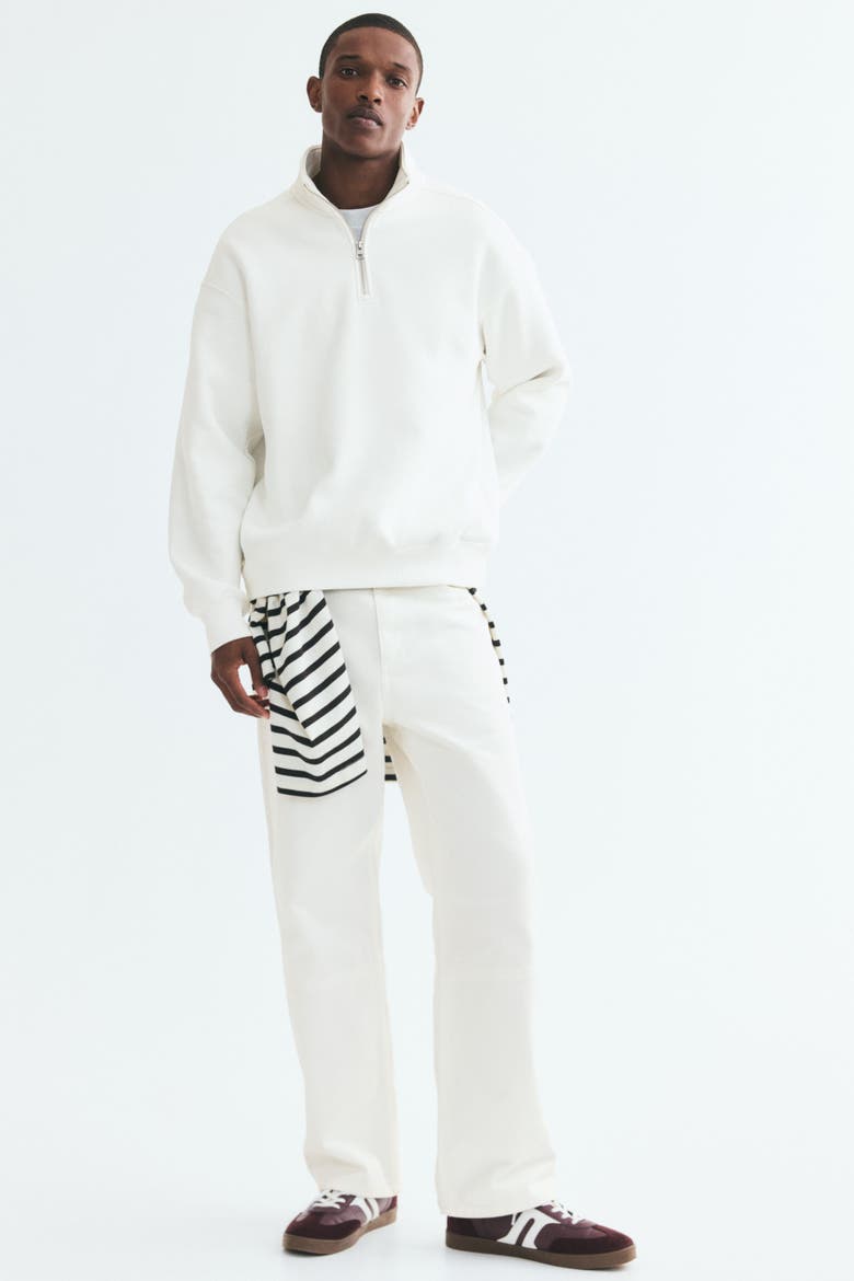 Loose Fit Half-Zip Sweatshirt, Alternate, color, Cream