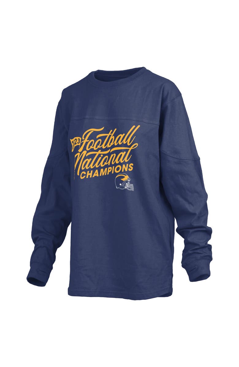 PRESSBOX Women's Pressbox  Navy Michigan Wolverines College Football Playoff 2023 National Champions The Big Shirt Oversized Long Sleeve T-Shirt, Alternate, color, 