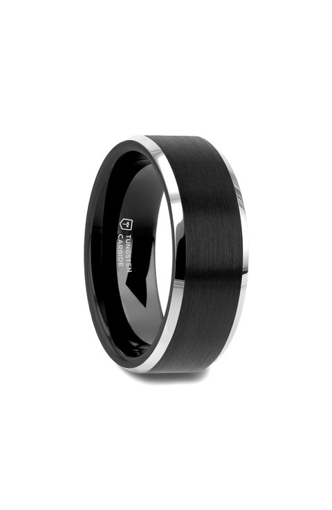 Aston Brushed Center Tungsten Wedding Band