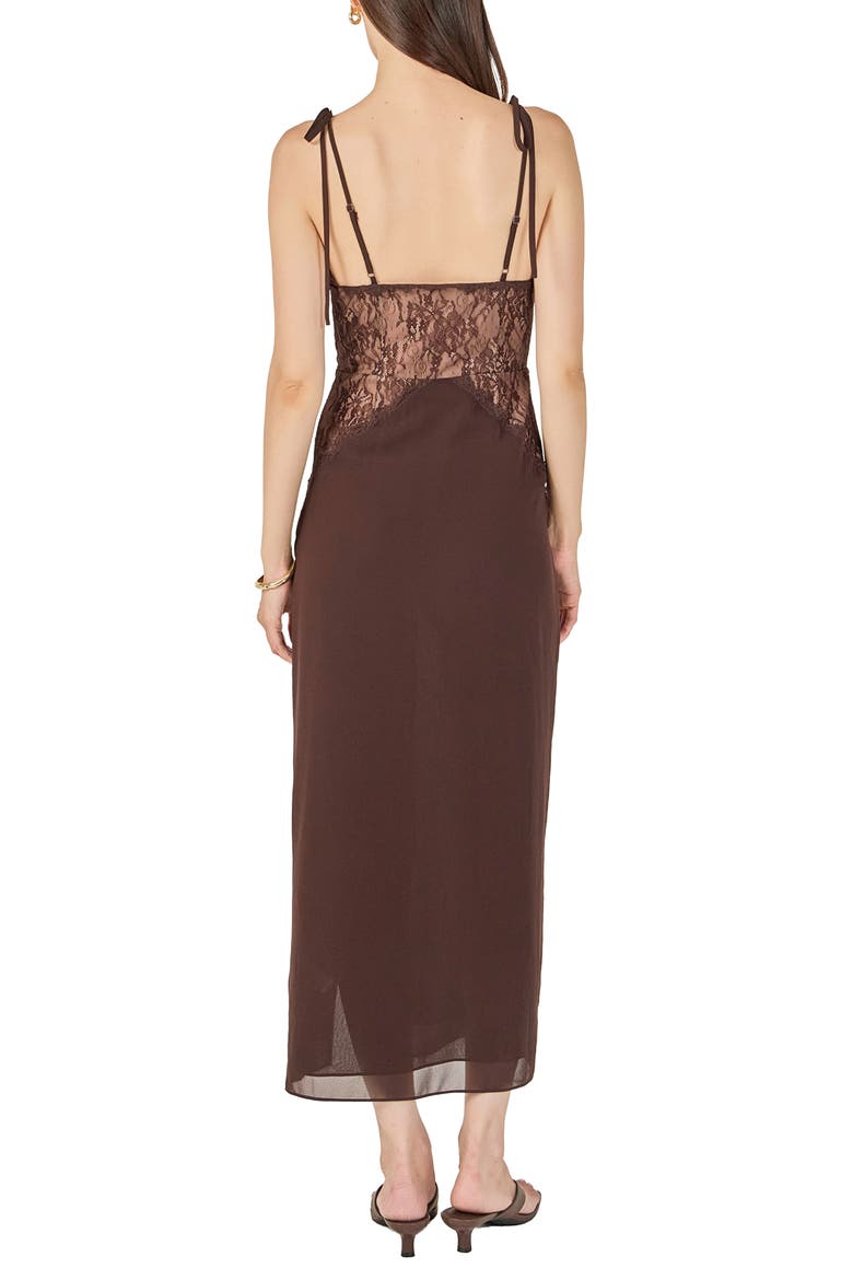 Lace Bustier Sleeveless Midi Dress, Alternate, color, CHOCOLATE BROWN