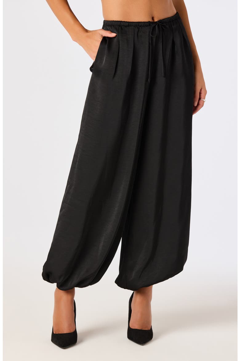 Airen Satin Jogger Pants, Alternate, color, BLACK