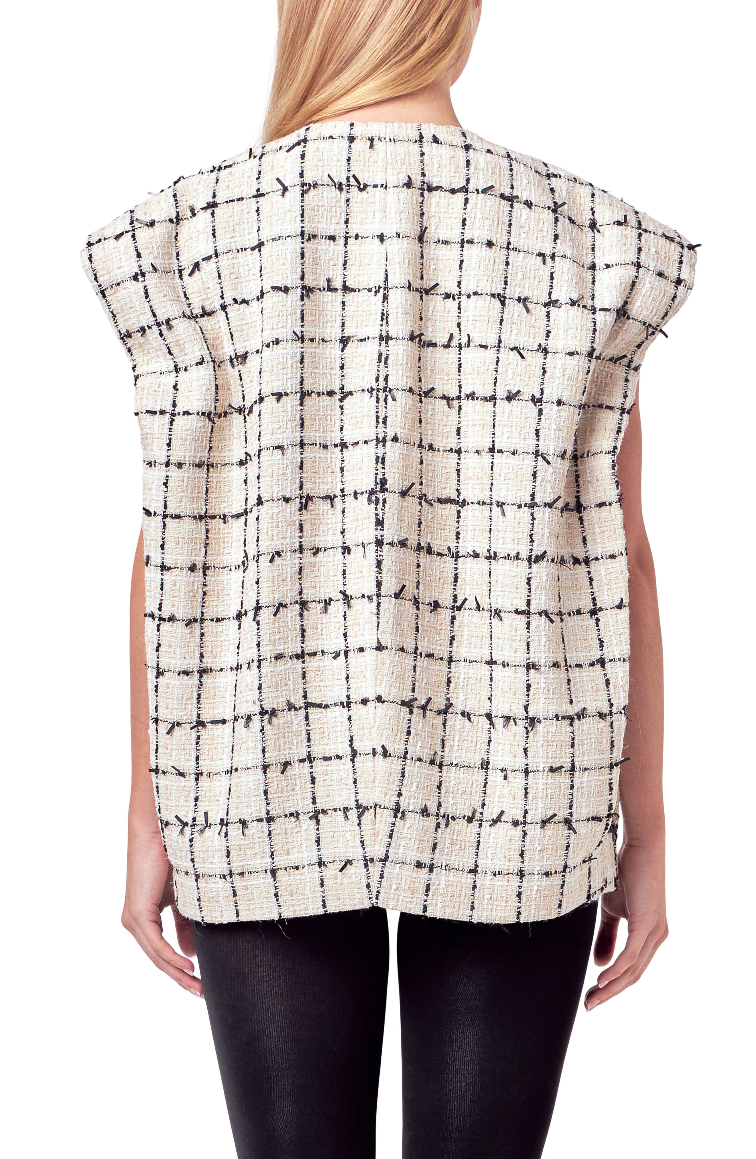 Check Cap Sleeve Tweed Jacket - image 2