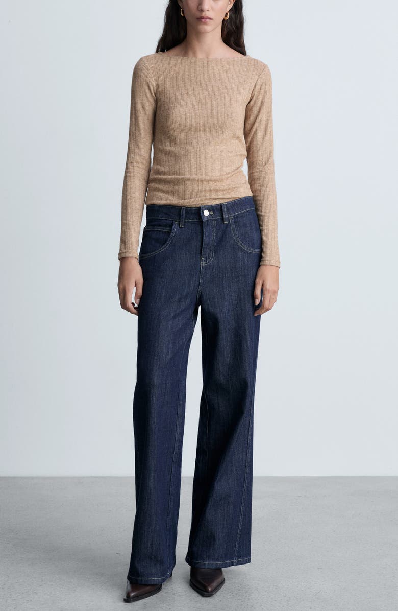 MANGO Pointelle Top, Alternate, color, Light/ Pastel Brown