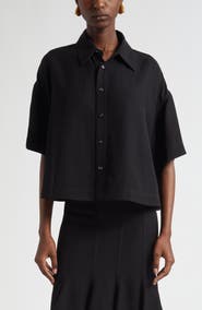 Bottega Veneta Boxy Crop Button-Up Shirt