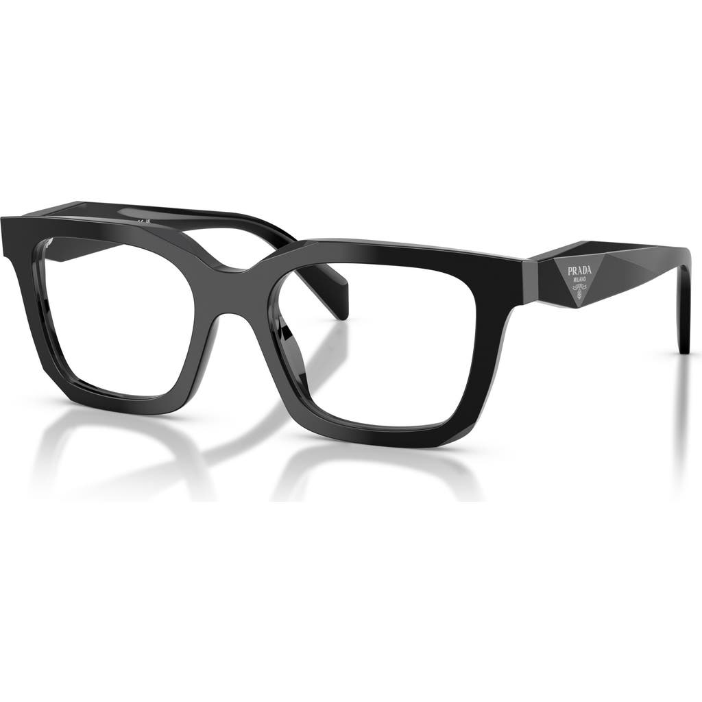 Prada 50mm Irregular Optical Glasses In Black