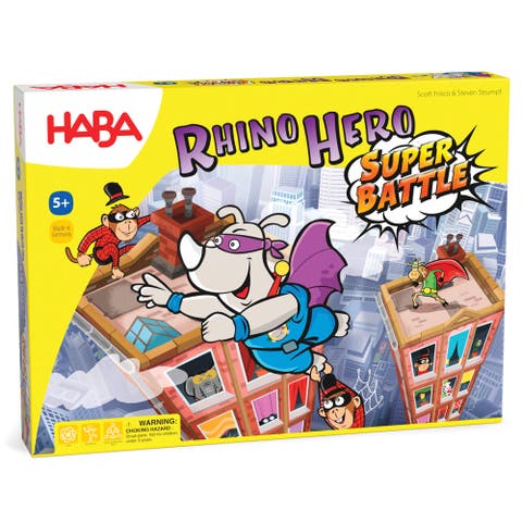 Rhino Hero Super Battle - Exciting 3D Stacking Board Game for Kids & Adults, Fun Family Games, Stacking Card Games for Kids, Made in Germany