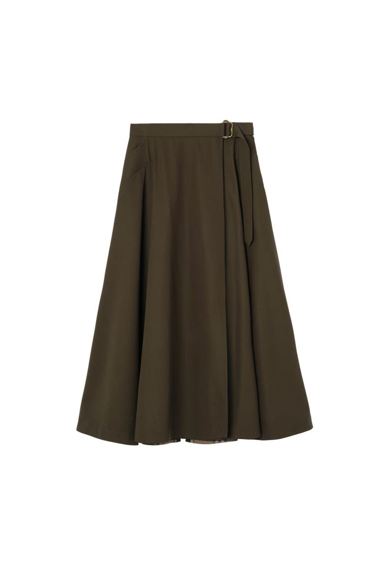 Wool Twill Midi Skirt, Alternate, color, Bright caper