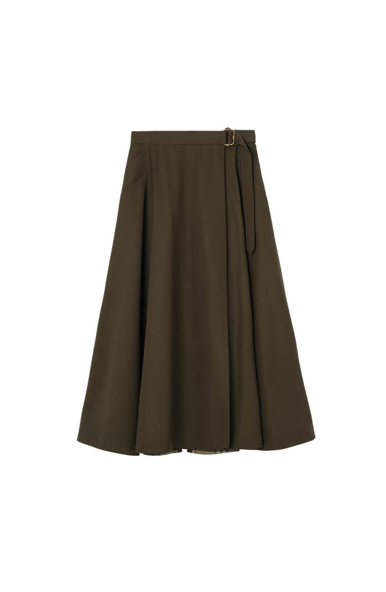 Burberry Wool Twill Midi Skirt, Alternate, color, Bright Caper