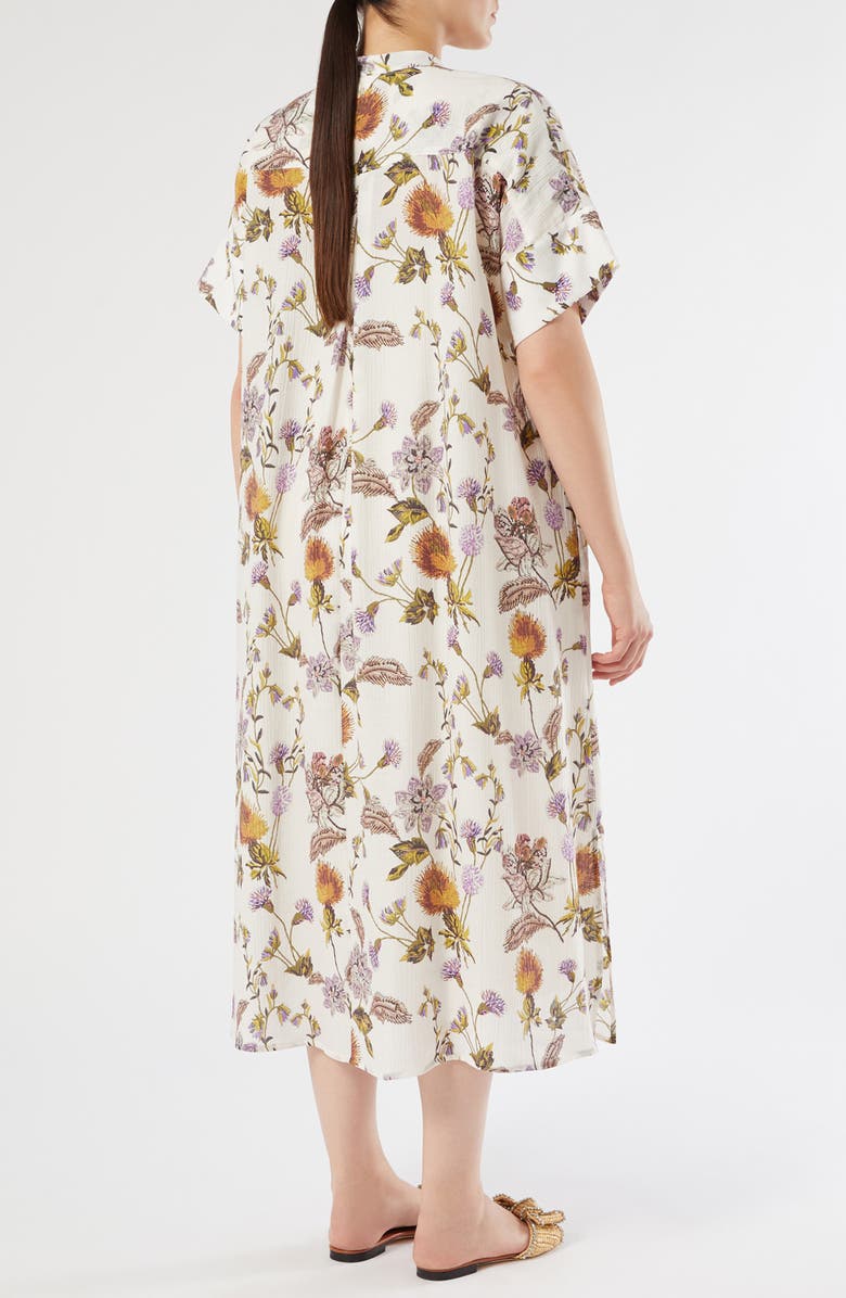 Marina Rinaldi Otto Floral Crepe Dress, Alternate, color, White
