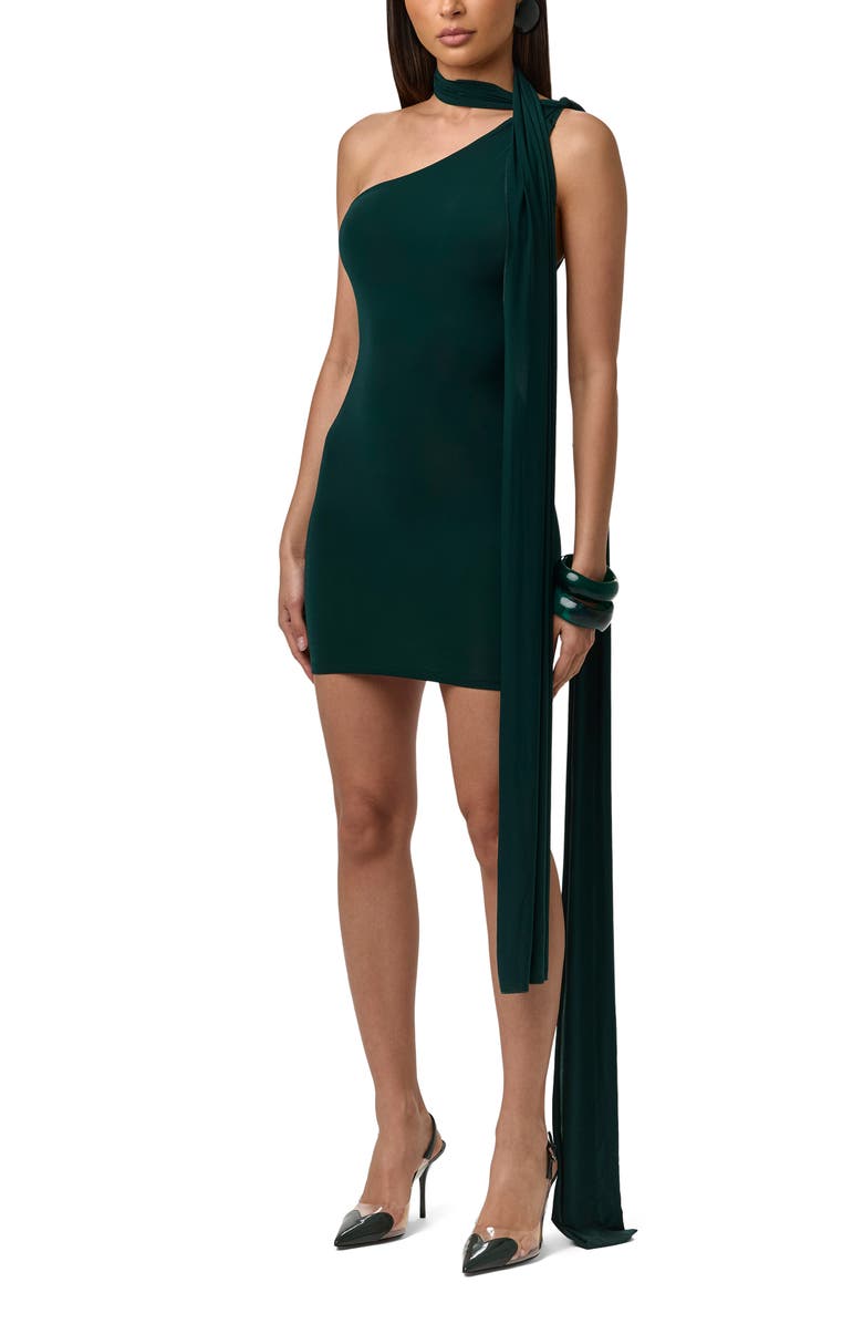 Naked Wardrobe Bare Body Tie Shoulder Body-Con Minidress, Alternate, color, Pine Green