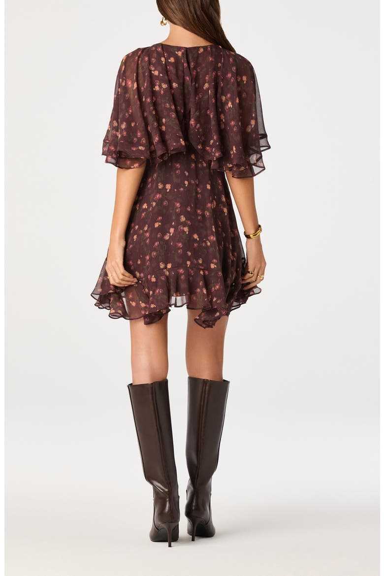 Lilah Floral Chiffon Minidress, Alternate, color, EGGPLANT FLORAL