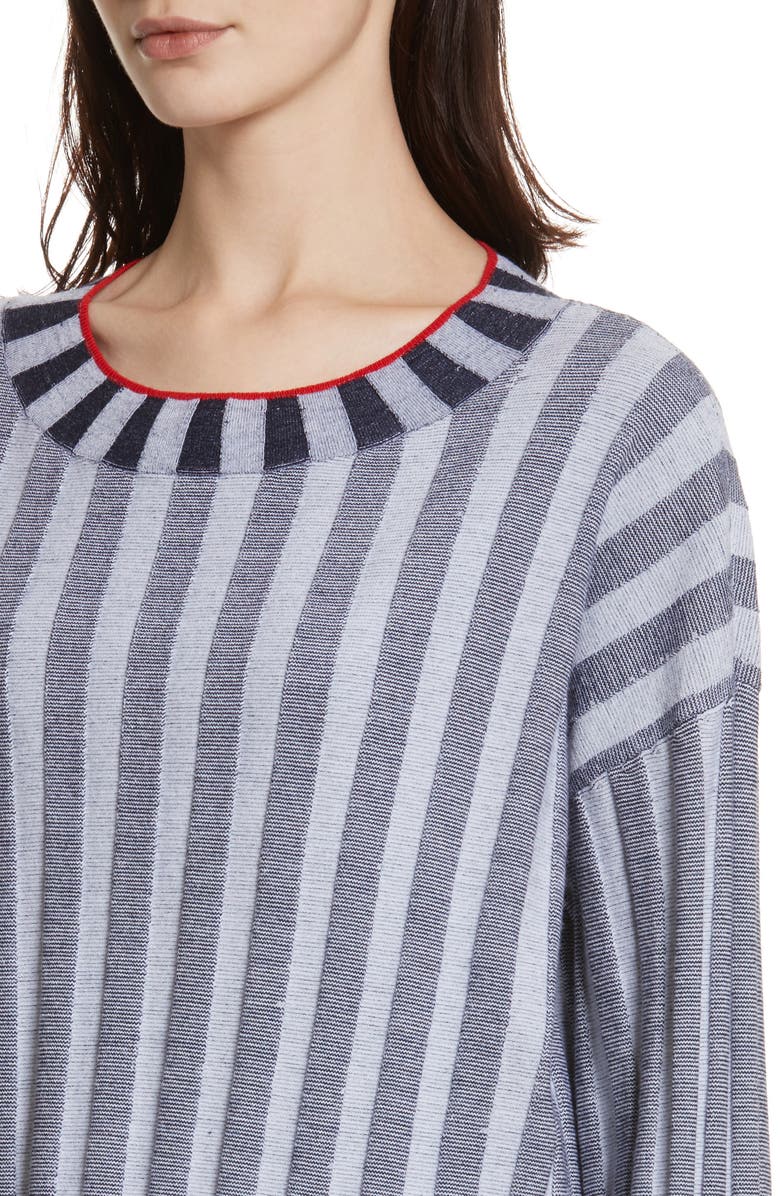 Elizabeth and James Campbell Stripe Merino Wool Blend Sweater, Alternate, color, Navy/ Ivory