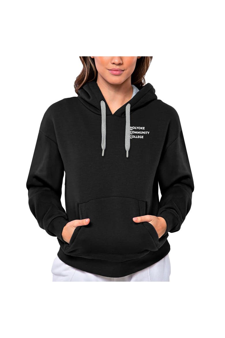 Women's Antigua Black Holyoke Community College Victory Pullover Hoodie, Main, color, Black