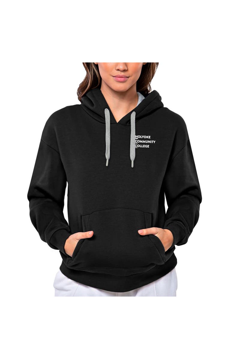 ANTIGUA Women's Antigua Black Holyoke Community College Victory Pullover Hoodie, Main, color,