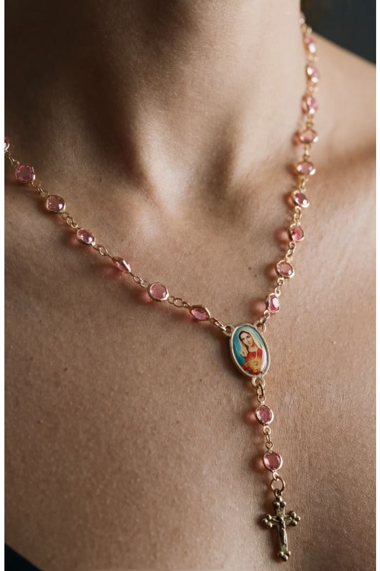 The Red Stone Rosary Necklace, Alternate, color, GOLD/PINK