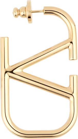 アクセサリー Valentino Garavani Gold V-logo Hoop Valentino Garavani VLogo Textured Hoop Earrings - Gold - One