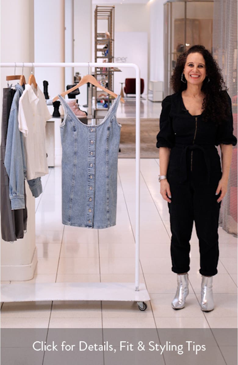 The Studded A-Line Denim Minidress, sales video thumbnail