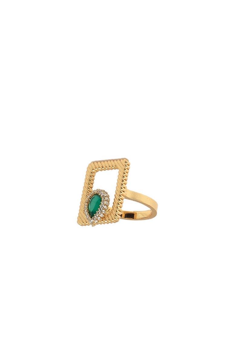 ZARUX Elegant Green Onyx Ring, Main, color, Yellow Gold