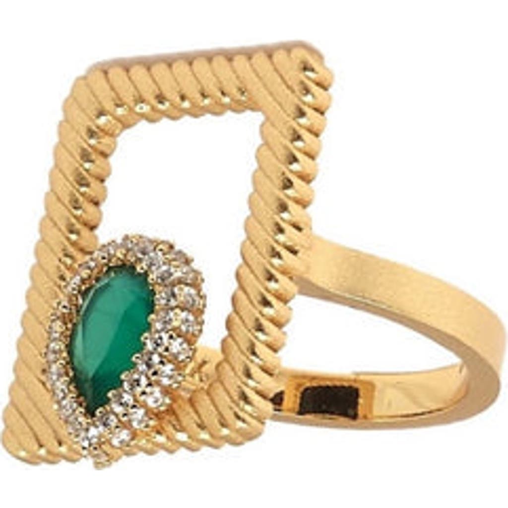 Zarux Elegant Green Onyx Ring In Gold