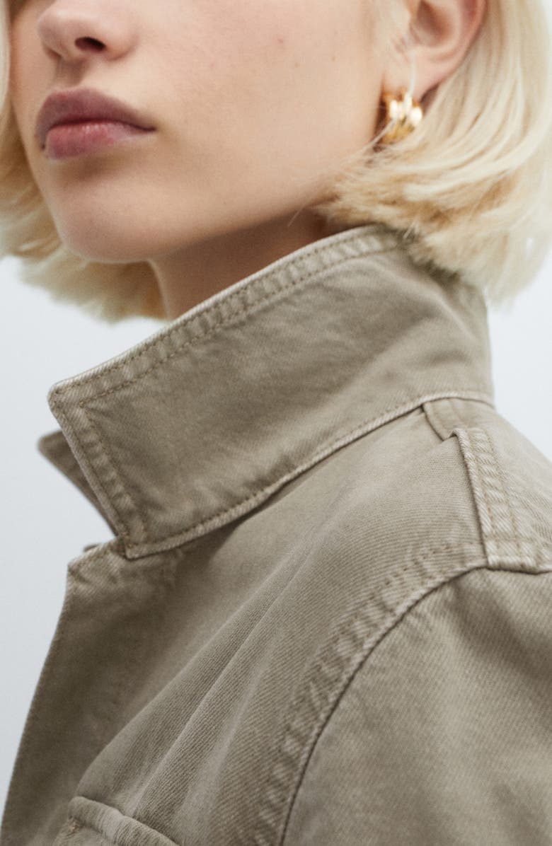 MANGO Belted Long Sleeve Denim Jumpsuit, Alternate, color, 