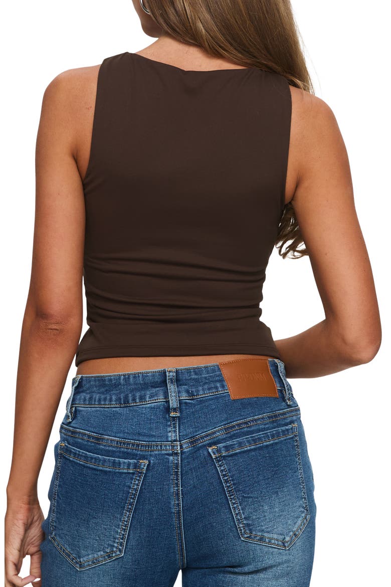 Georgetta Fitted Crop Tank, Alternate, color, BROWN